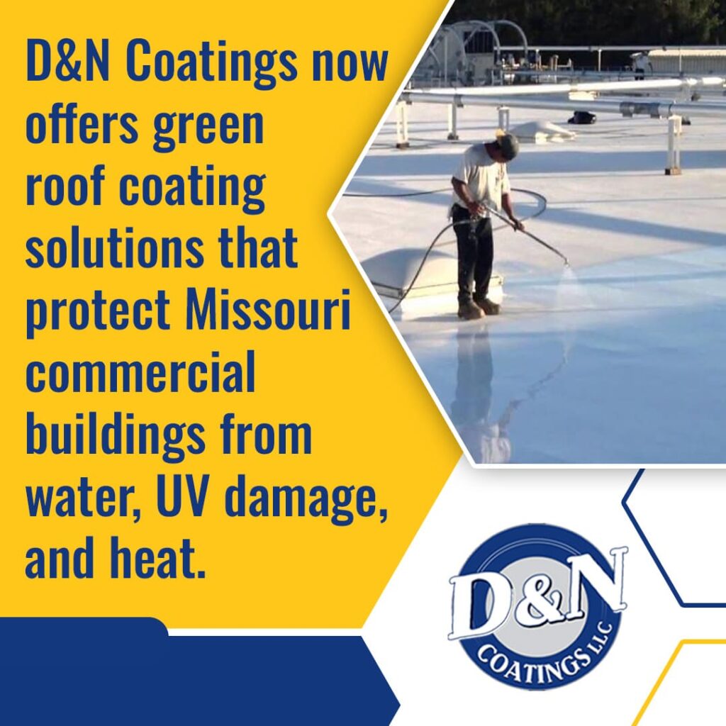 A professional applying a white reflective coating to a large commercial flat roof using a spray applicator.